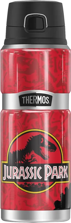 Jurassic Park Red T-Rex Pattern Logo THERMOS STAINLESS KING Stainless Steel Drink Bottle, Vacuum insulated & Double Wall, 24oz