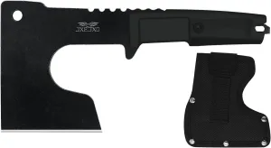 JXE JXO Camping and Survival Hatchet, 9.8" Full Tang Mini Camping Axe, Ergonomic Rubber Handle, Come with Durable Nylon Sheath