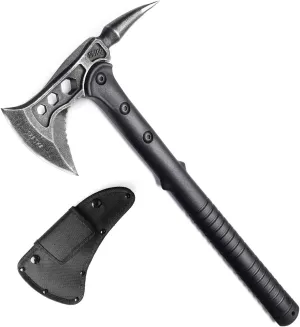JXE JXO Camping Axe, Tomahawk with Spike, Survival Hatchet with Sheath, Nylon Fiber Handle for Outdoor Survival Hiking Camping （14.5 inch）