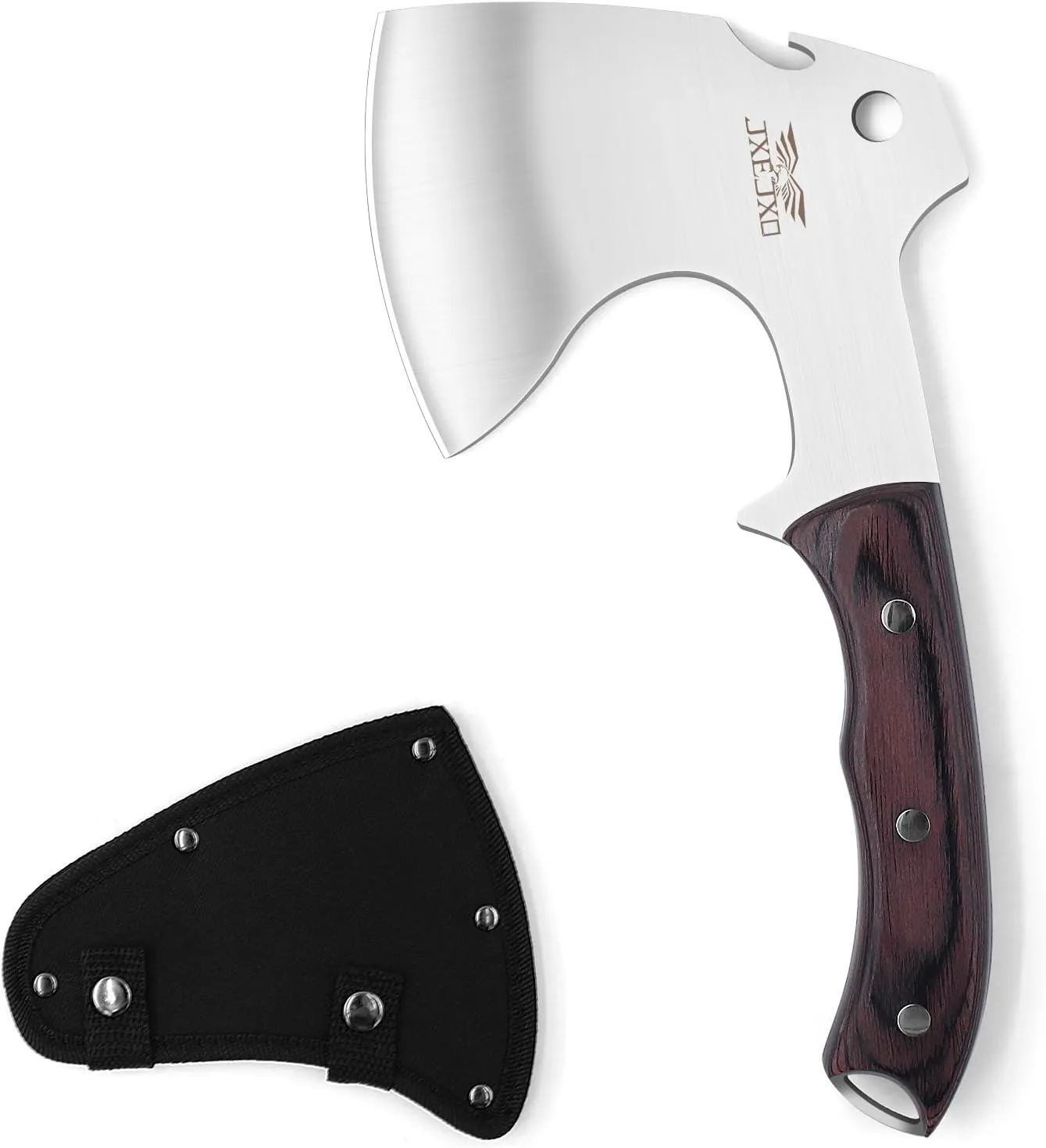 JXE JXO Hatchet, 9.4" Full Tang Camp Hatchet Bushcraft and Camping Gear - with Nylon Sheath