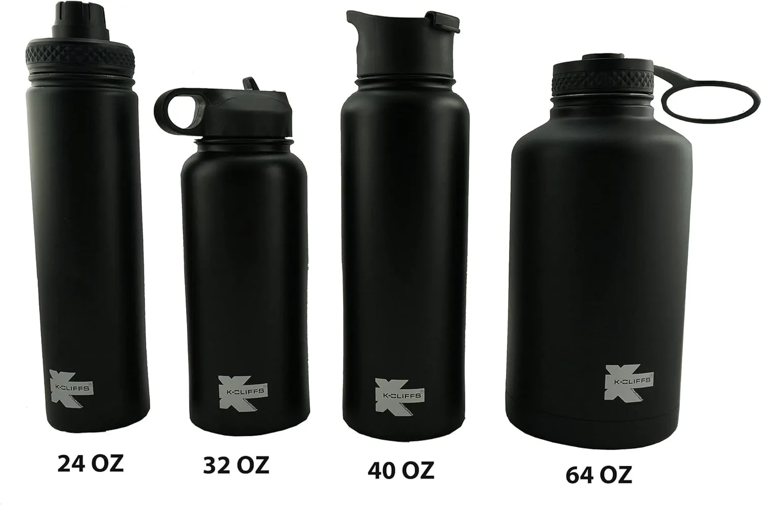 K-Cliffs Double Wall Vacuum Insulated Stainless Sport Water Bottle Thermo Travel Flask Coffee Mug with 3 Lids Straw Coffee Sport Cap BPA Free