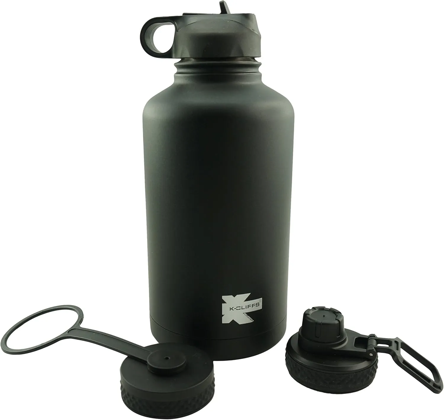 K-Cliffs Double Wall Vacuum Insulated Stainless Sport Water Bottle Thermo Travel Flask Coffee Mug with 3 Lids Straw Coffee Sport Cap BPA Free