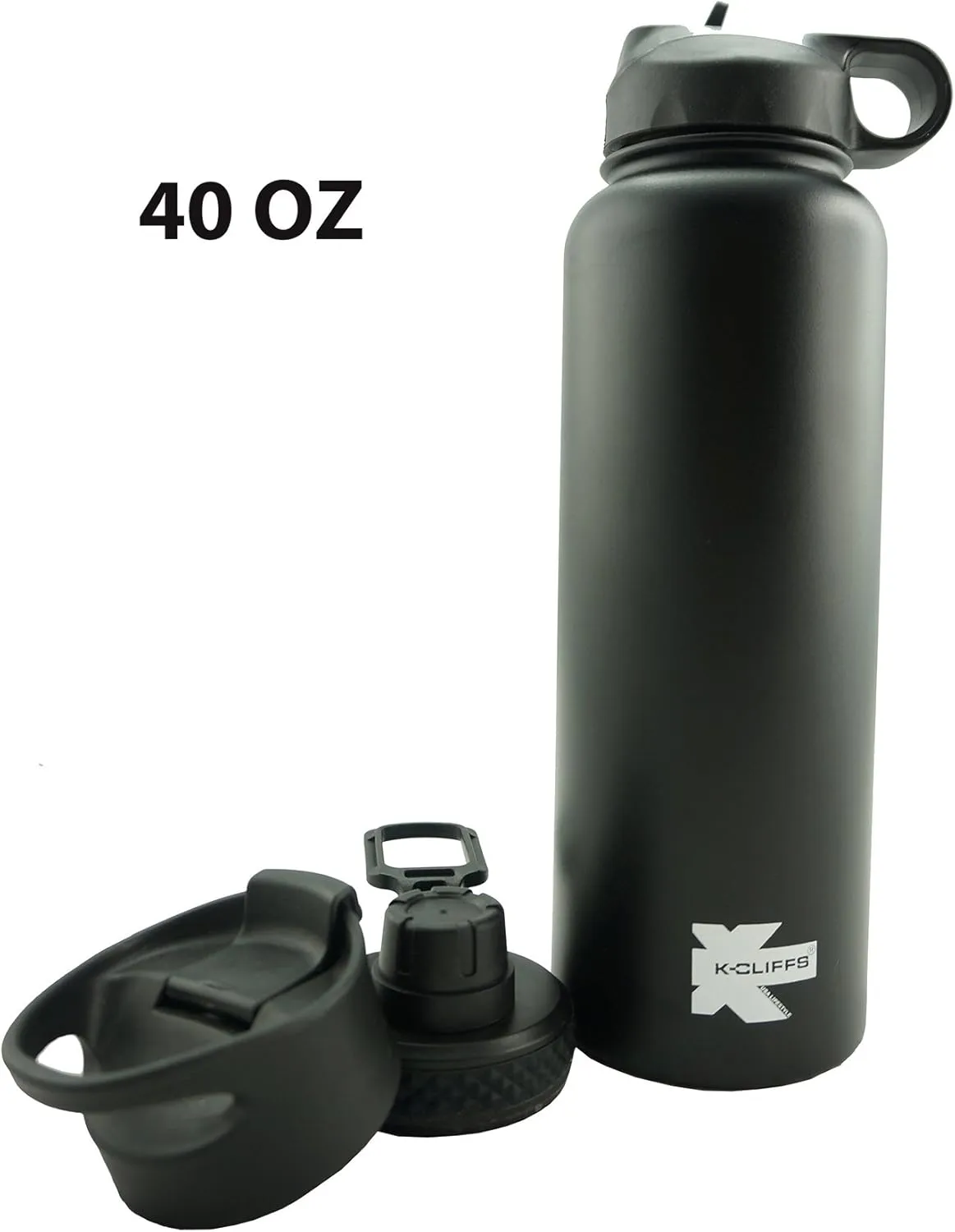 K-Cliffs Double Wall Vacuum Insulated Stainless Sport Water Bottle Thermo Travel Flask Coffee Mug with 3 Lids Straw Coffee Sport Cap BPA Free