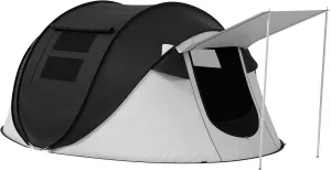 Kaimei 3-Person Instant Camping Tent with Porch, 3000mm Waterproof, Black - Pop Up Tent for Easy Setup, Roomy Interior, and Fiberglass Poles