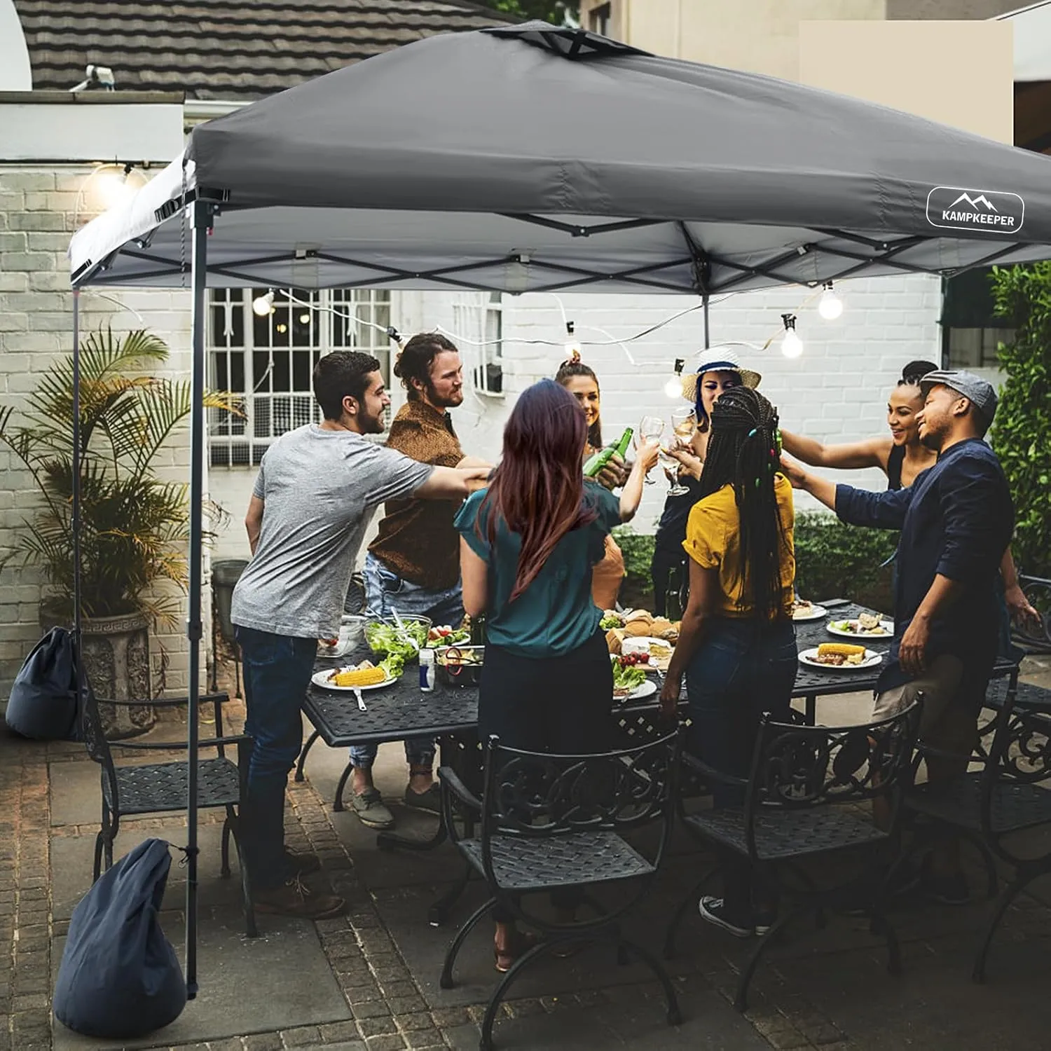 KAMPKEEPER 10x10 Replacement Top Pop Up Canopy Tent Top Cover Roof with Air Vent and Adjustable Elastic Strap, Polyester UV Waterproof for Outdoor Garden Patio Pavilion Sun Shade(Top Only) (Dark Grey)