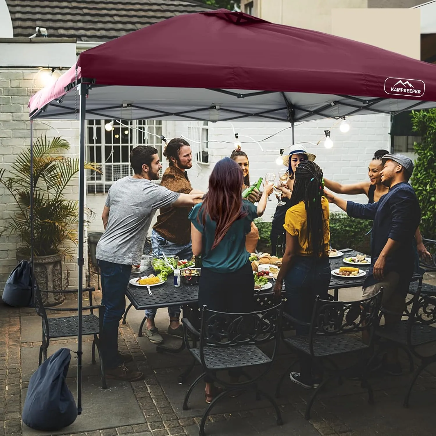 KAMPKEEPER 10x10 Replacement Top Pop Up Canopy Tent Top Cover Roof with Air Vent and Adjustable Elastic Strap, Polyester UV Waterproof for Outdoor Garden Patio Pavilion Sun Shade(Top Only) (Red)