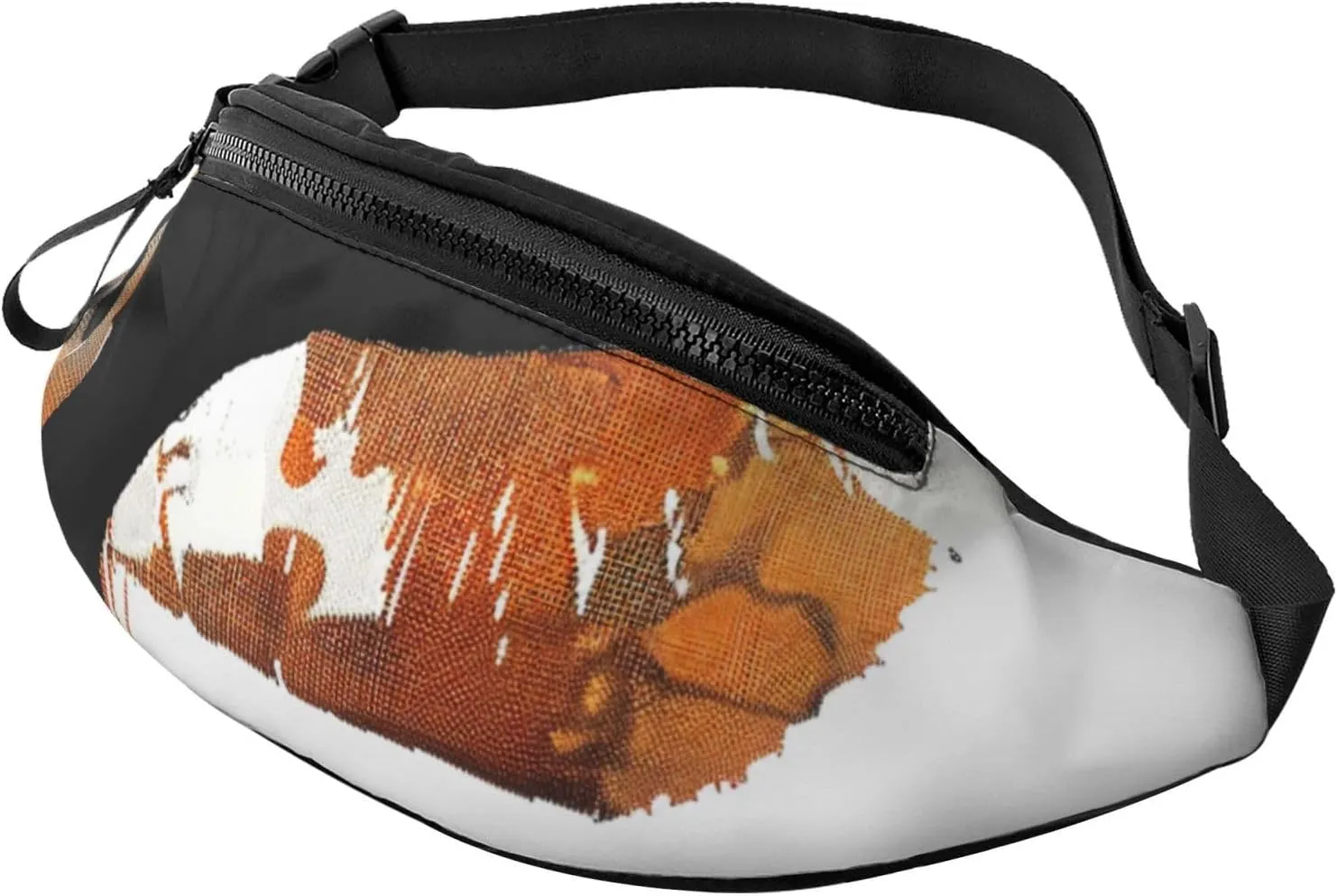 Karate Highkick Printed Bumbag Waist Bag for Men Women Adjustable Belt Fanny Pack with Headphone Hole for Travel,Hiking,Sport,Cycling, Black, One Size, Hiking Backpack