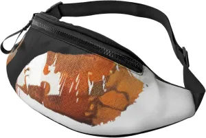 Karate Highkick Printed Bumbag Waist Bag for Men Women Adjustable Belt Fanny Pack with Headphone Hole for Travel,Hiking,Sport,Cycling, Black, One Size, Hiking Backpack