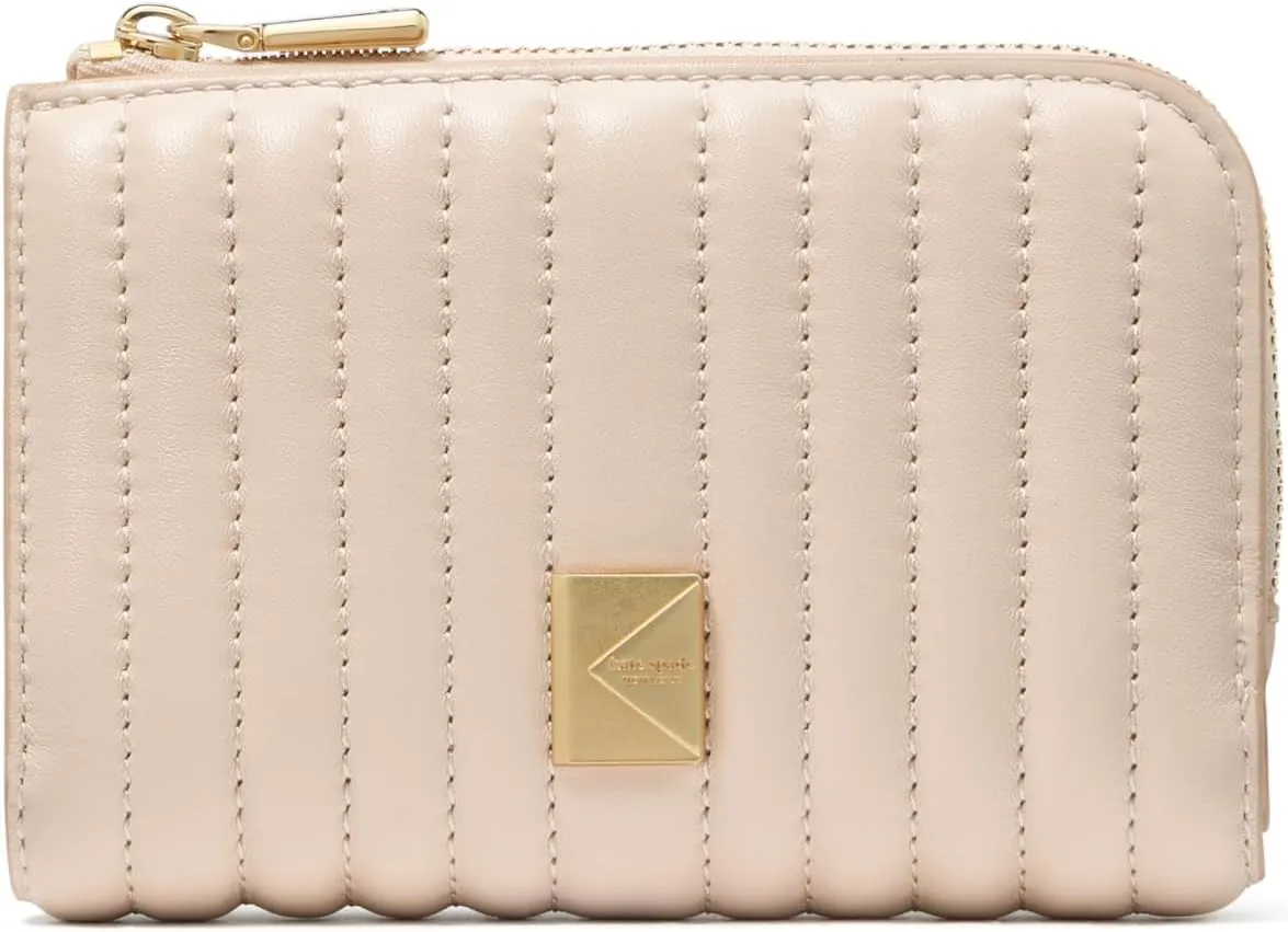 kate spade new york Deco Quilted Leather Compact Wallet, Milk Glass