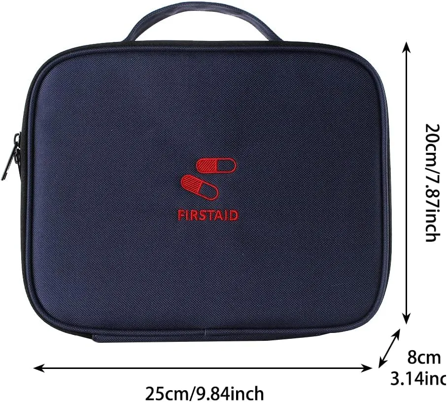 Katutude Empty First Aid Bag with Compartments, Portable Blue First Aid Bag Empty Organizer Waterproof Storage Bag Multifunctional Travel Bag for Home Camping Hiking Outdoor Activities