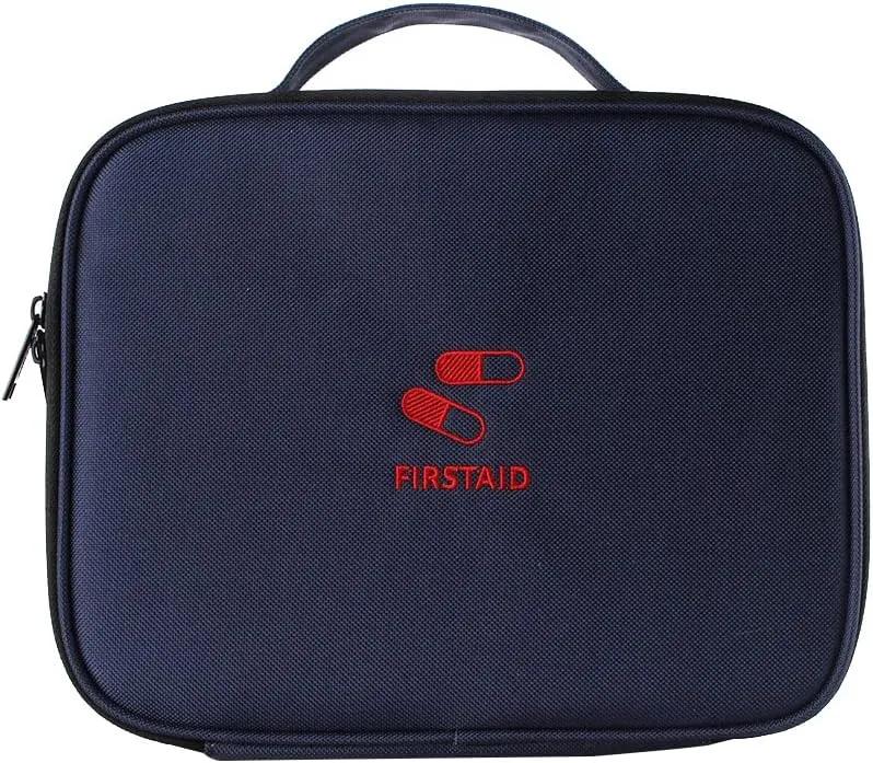 Katutude Empty First Aid Bag with Compartments, Portable Blue First Aid Bag Empty Organizer Waterproof Storage Bag Multifunctional Travel Bag for Home Camping Hiking Outdoor Activities
