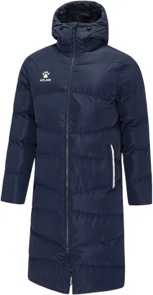 KELME Men's Long Parka Winter Coats, Windproof Hooded Soccer Jacket, Stadium Outdoor Cold Weather Warm Outerwear