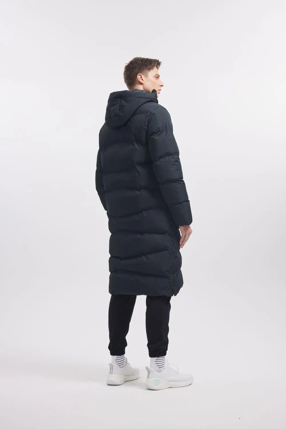KELME Men's Long Parka Winter Coats, Windproof Hooded Soccer Jacket, Stadium Outdoor Cold Weather Warm Outerwear