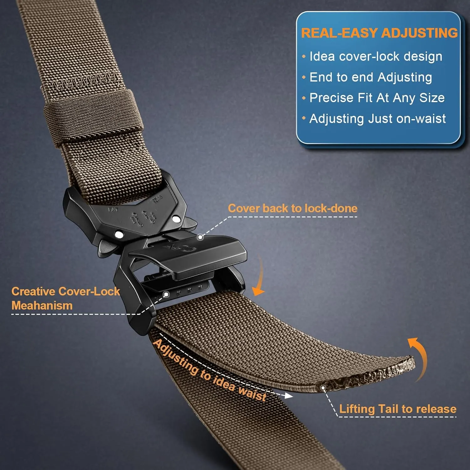 KEMISANT Men Tactical Belt,Stretch Nylon Belt Adjustable for Rigger Military Heavy Duty Work 1.5"-Quick Release