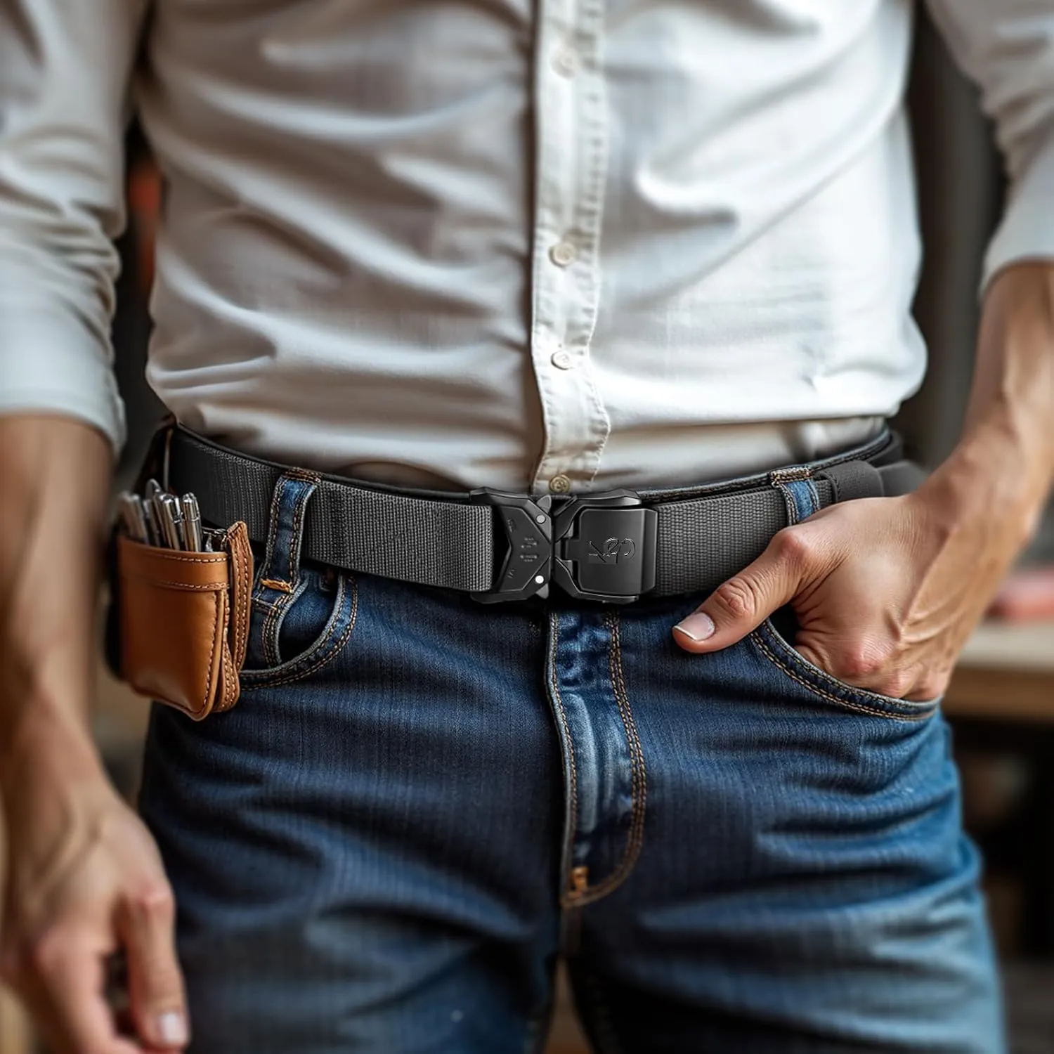 KEMISANT Men Tactical Belt,Stretch Nylon Belt Adjustable for Rigger Military Heavy Duty Work 1.5"-Quick Release