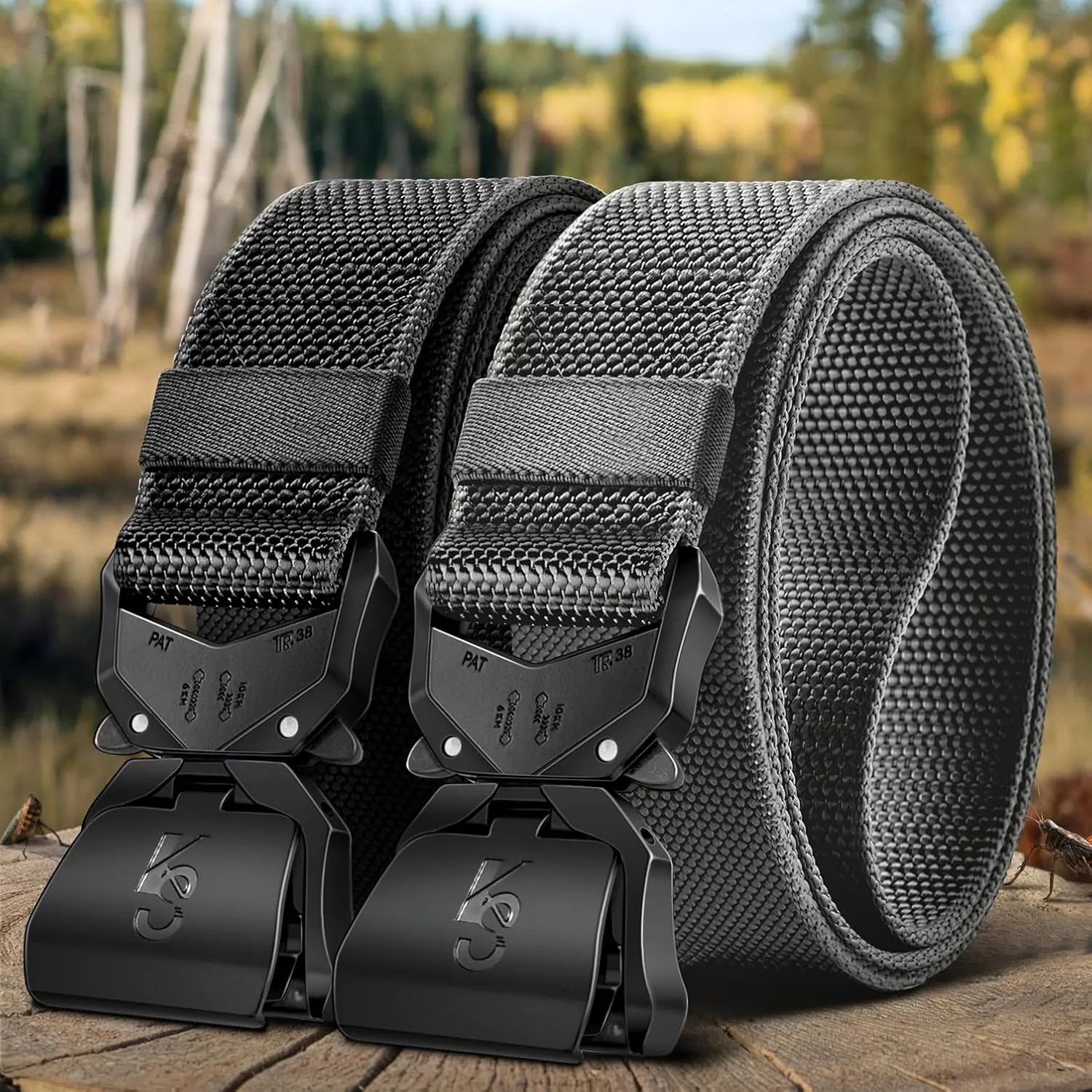 KEMISANT Men Tactical Belt,Stretch Nylon Belt Adjustable for Rigger Military Heavy Duty Work 1.5"-Quick Release
