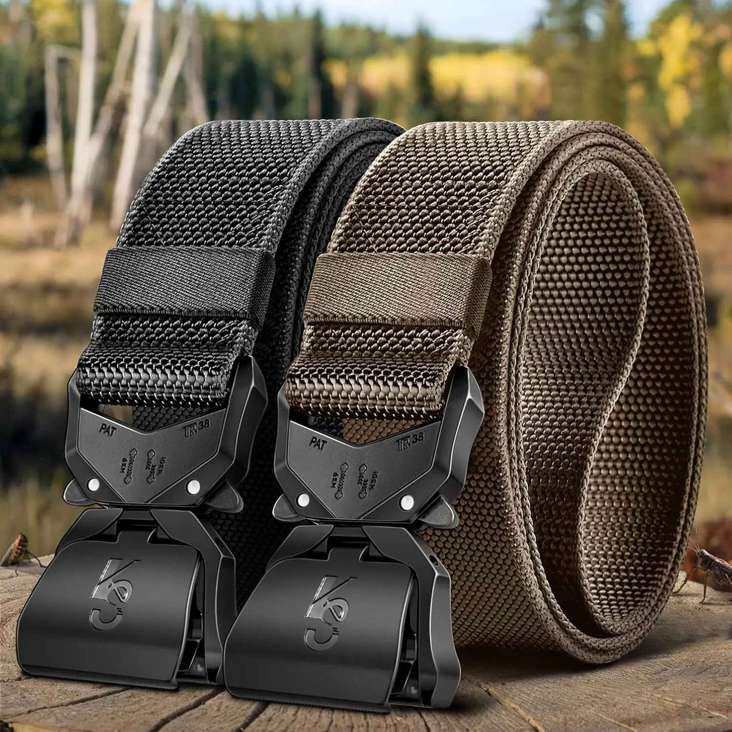 KEMISANT Men Tactical Belt,Stretch Nylon Belt Adjustable for Rigger Military Heavy Duty Work 1.5"-Quick Release