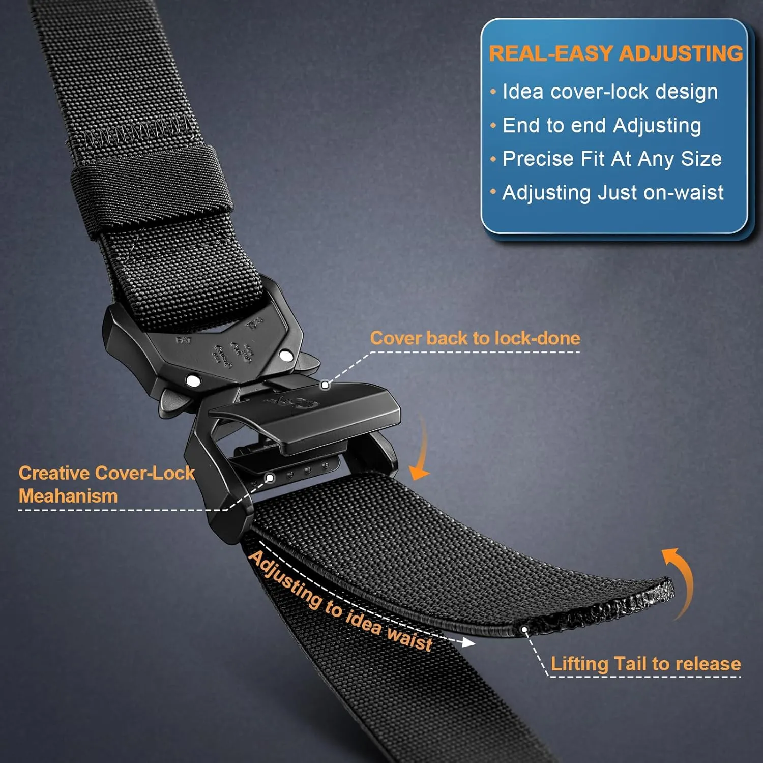 KEMISANT Men Tactical Belt,Stretch Nylon Belt Adjustable for Rigger Military Heavy Duty Work 1.5"-Quick Release
