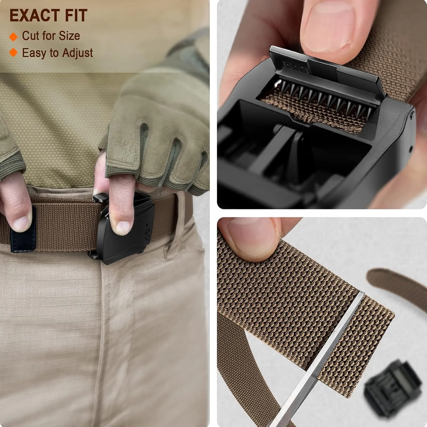 KEMISANT Mens Belt, Military Tactical Stretch Web Nylon Belt For Gift Men Hiking Hunting 1.5",Cut For Fit