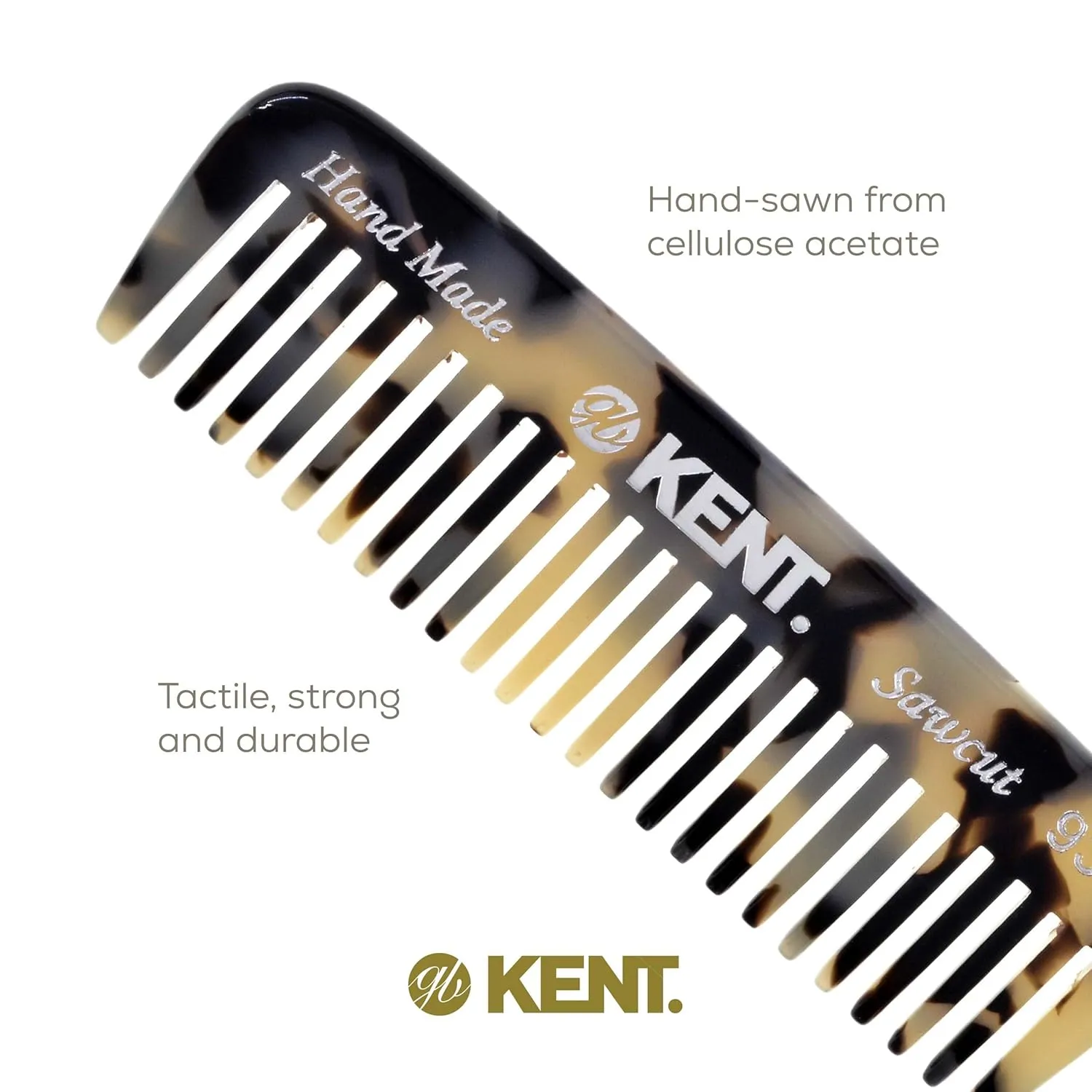Kent 93T TW Wide Tooth Men's Comb, for Mustache and Beard ideal for Facial Hair, Small Pocket Sized Travel Detangler Comb, Saw-Cut Hand polished Made in England