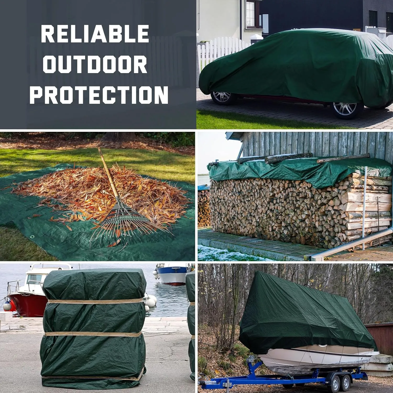 Kesfitt Tarp Heavy Duty Waterproof 12x16FT,16 Mil Thick Tarps Tear&Fade Resistant,UV Resistant,Poly Tarp Cover with Grommets and Reinforced Edges for Outdoor Camping Pools Boat Car(Green/Blue)