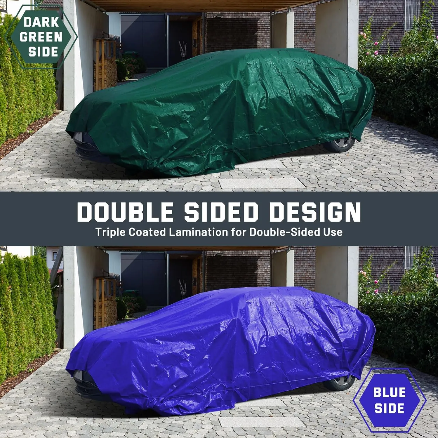 Kesfitt Tarp Heavy Duty Waterproof 12x16FT,16 Mil Thick Tarps Tear&Fade Resistant,UV Resistant,Poly Tarp Cover with Grommets and Reinforced Edges for Outdoor Camping Pools Boat Car(Green/Blue)