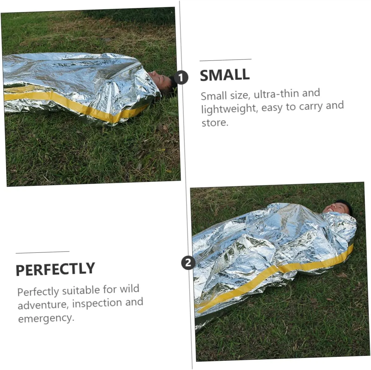 KESYOO 2pcs -one Sleeping Bag Mat Emergency Thermal Insulation Lightweight for Camping Household First Aid Use