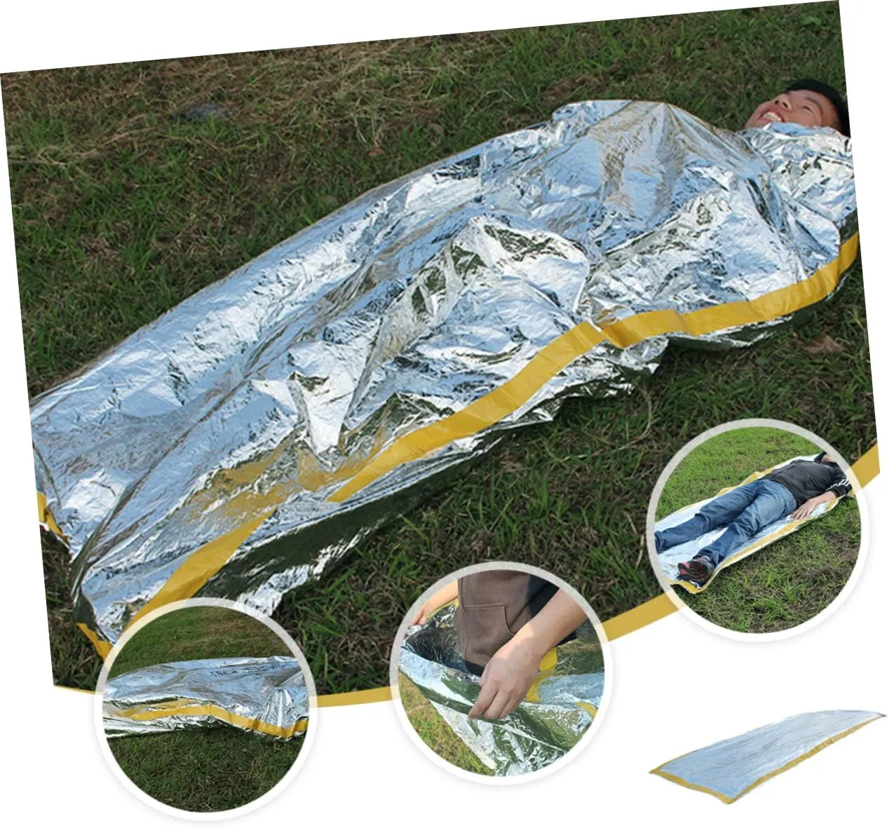 KESYOO 2pcs -one Sleeping Bag Mat Emergency Thermal Insulation Lightweight for Camping Household First Aid Use