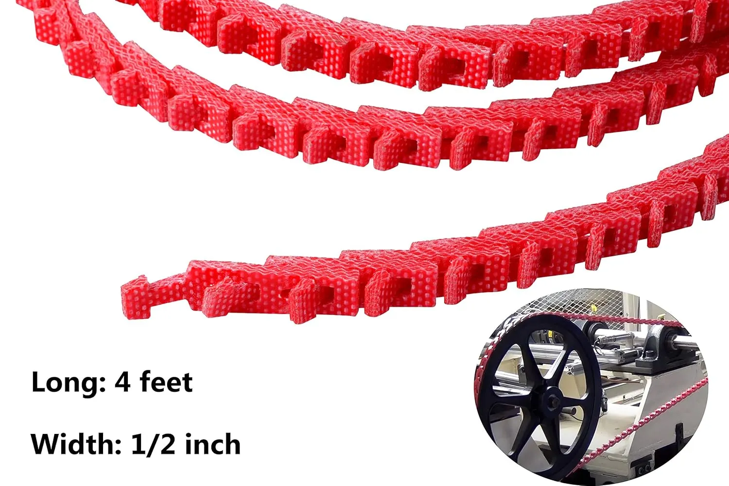 Ketofa 4FT Power Twist V-Belt 1/2-Inch x 4 Feet A Type, Adjustable Link V-Belt, Perfect for Lathes, Drill Press, Table Saws & Other Woodworking Tools