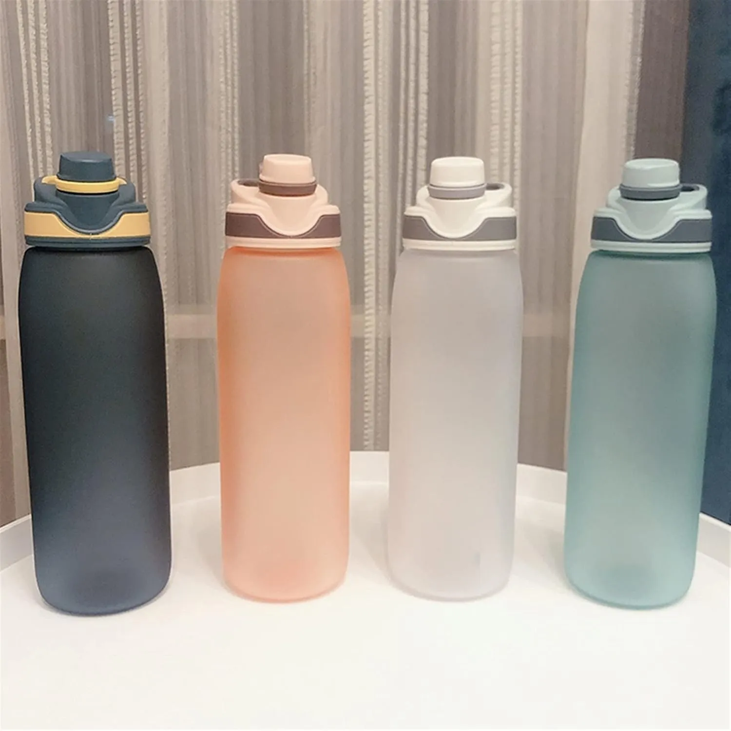 kettles Large Frosted Water Bottles Fast Flow BPA Free,Leak proof Sports Bottle with Built-in Handle,Portable Plastic Cups,Students canteen(C,Small)
