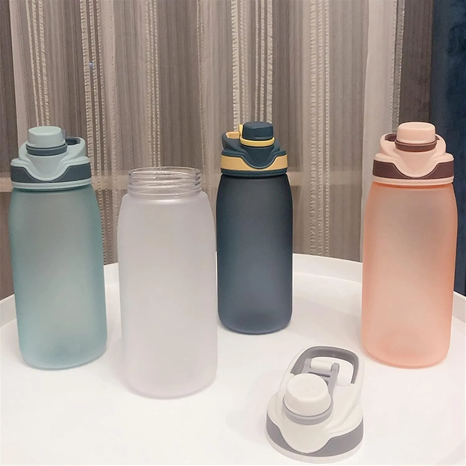 kettles Large Frosted Water Bottles Fast Flow BPA Free,Leak proof Sports Bottle with Built-in Handle,Portable Plastic Cups,Students canteen(C,Small)