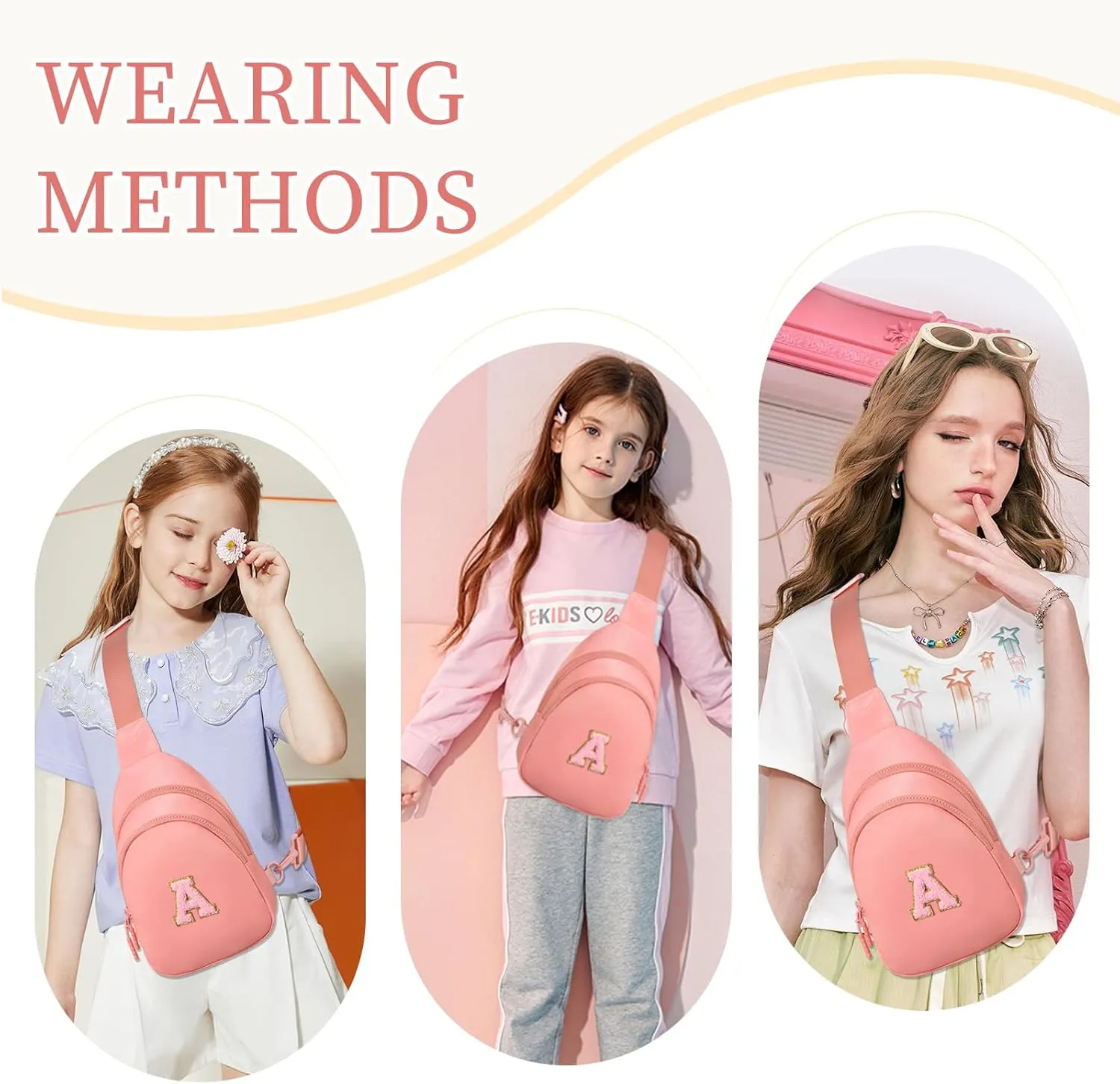Kids Crossbody Small Sling Bag Initial Girls Fanny Pack Belt Bag Cute Backpack Purse Chest Bag for Girls Gifts