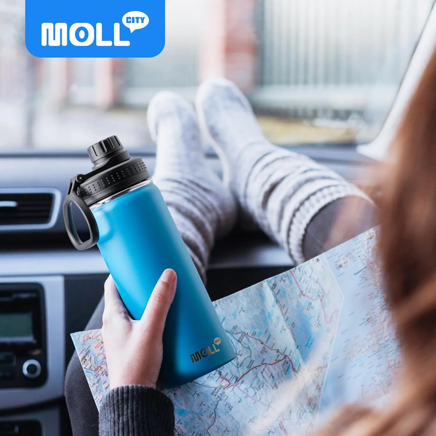 Kids Insulated Water Bottle-16 oz Stainless Steel Vacuum Wide Mouth Sports Flask with Silicone Boot-Reusable Metal Leak Proof Travel Water Bottle for Girls Boys, BPA-Free(Black)