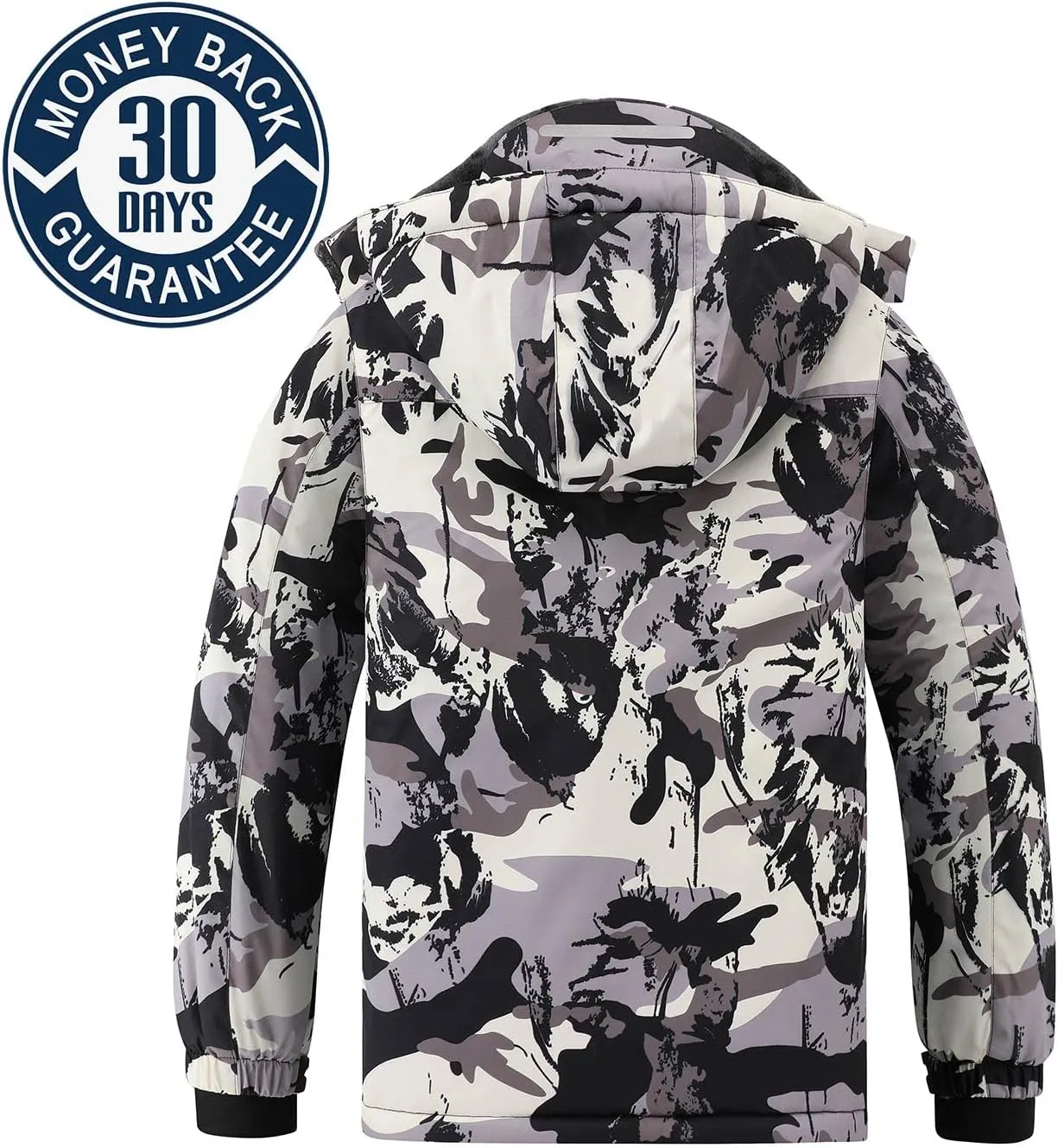 Kid's Ski Jacket Waterproof Boy's and Girl's Warm Fleece Winter Jacket Windproof Hooded Snow Coat