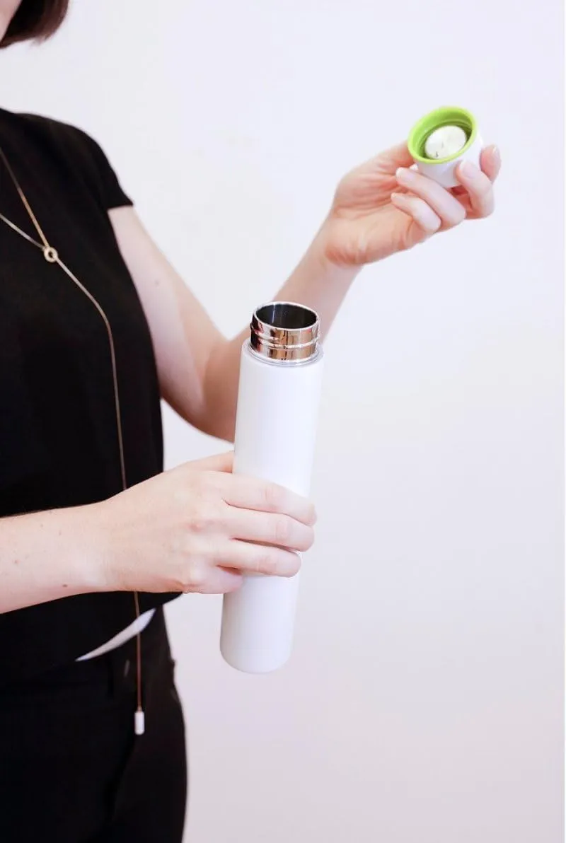 Kikkerland Slim Bottle, White, 8 oz, White