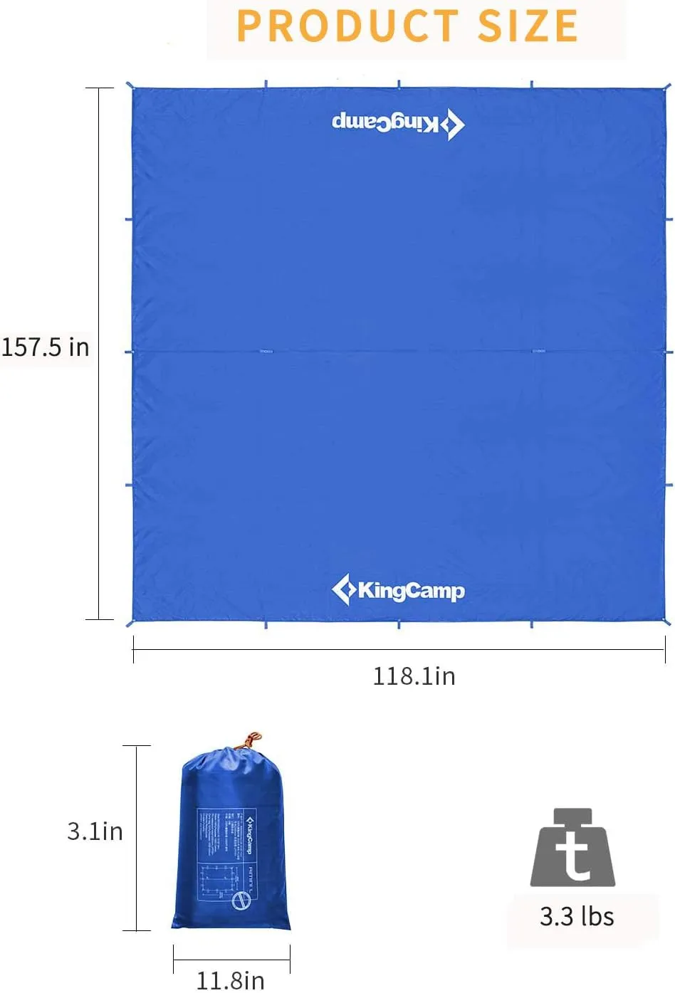 KingCamp Camping Tarp, Oversize Waterproof Tarp with Silver Coating UPF50  UV Protection for Camping Hiking Traveling