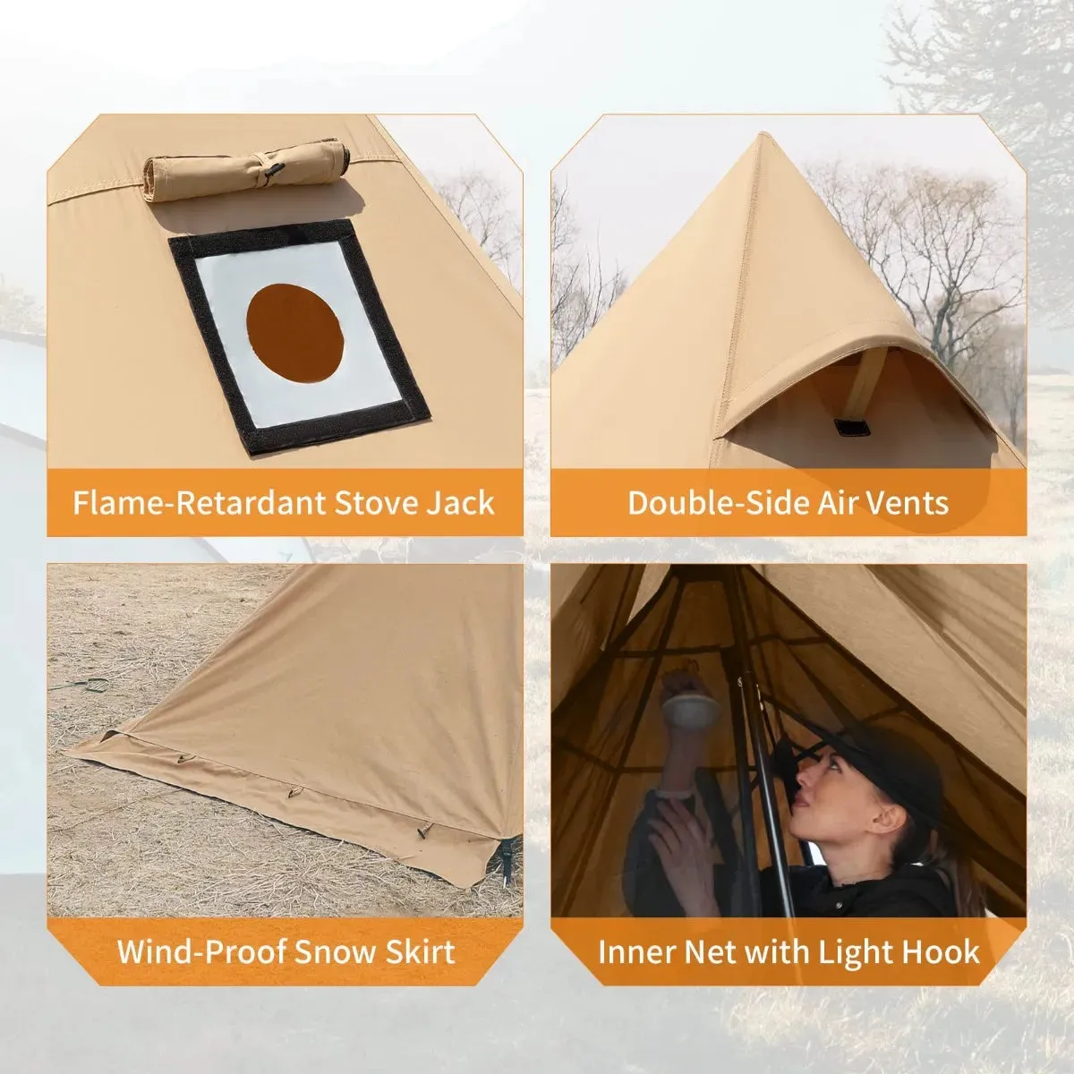 KingCamp Hot Tipi Tent with Stove Jack