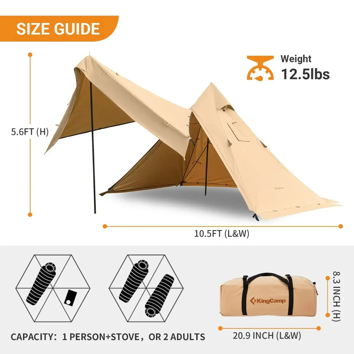 KingCamp Hot Tipi Tent with Stove Jack