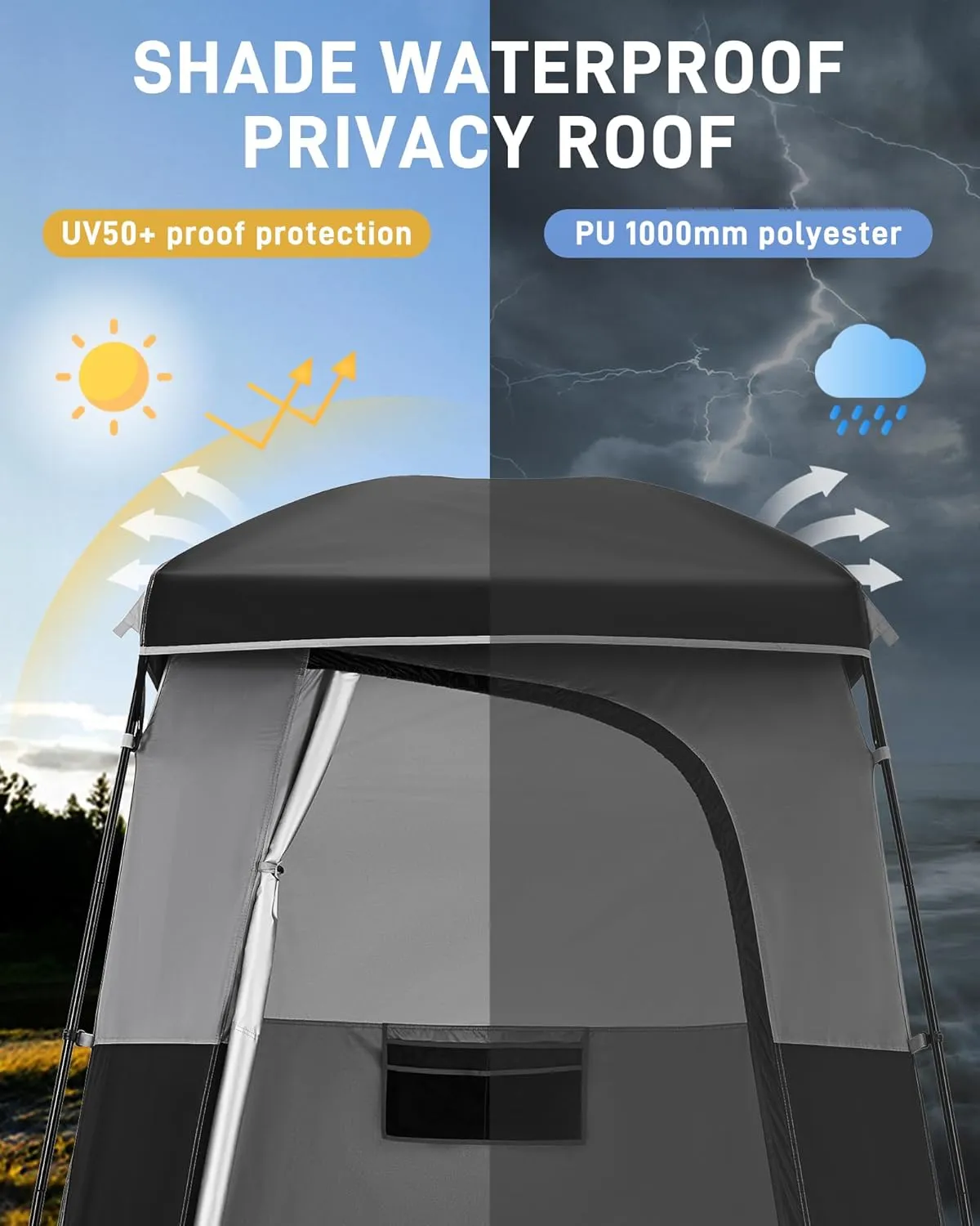 KingCamp Shower Tent, Portable Privacy Tent Outdoor Camping 1/2 Room Toilet Tents with Shower Bag & Dressing Room for Travel Beach Tailgate