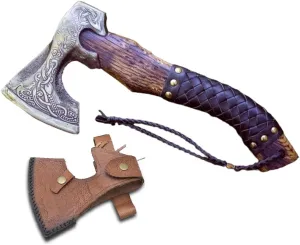 Kings Tool | Custom Handmade Viking Medieval Axe with Viking Gift,Hand Axe,Viking Gifts for Men,Camping Tomahawk,Bearded,Valhalla Hatchet with Leather Sheath