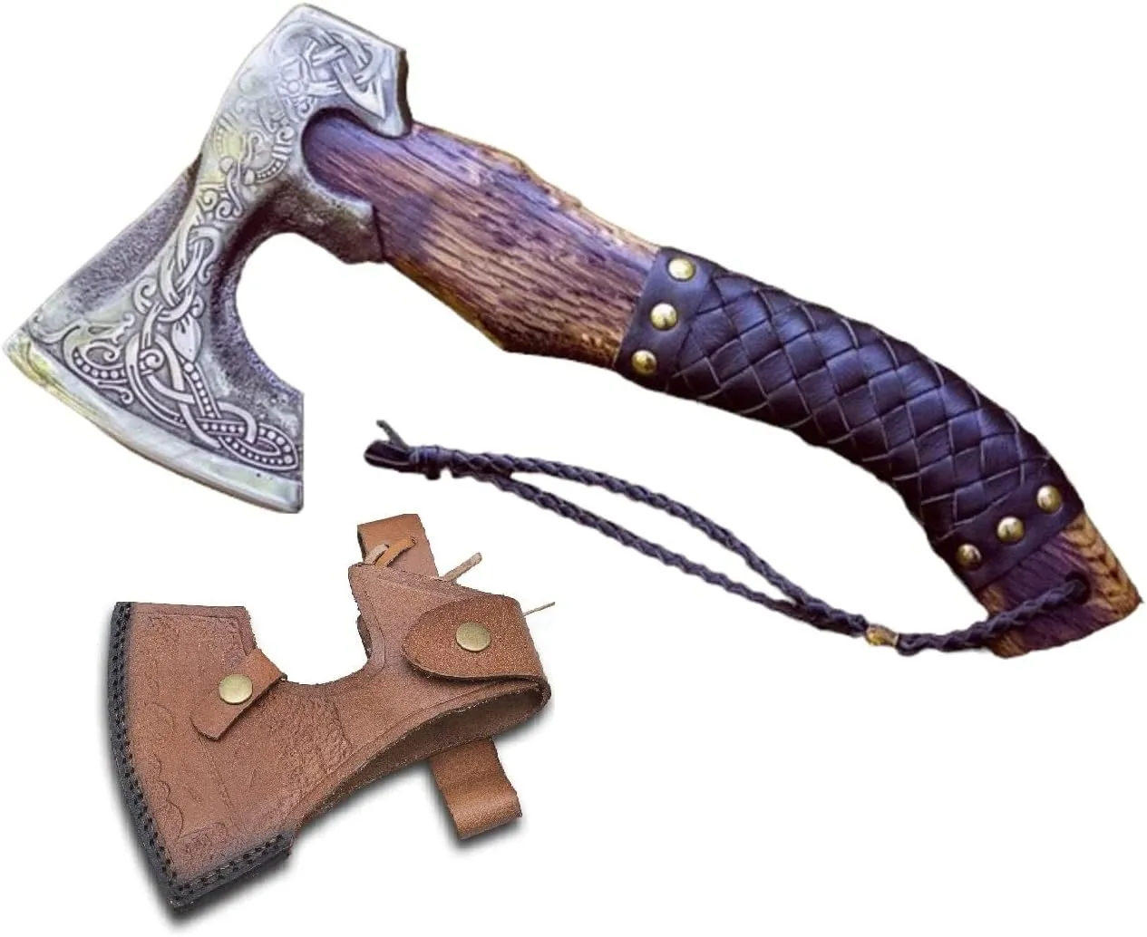 Kings Tool | Custom Handmade Viking Medieval Axe with Viking Gift,Hand Axe,Viking Gifts for Men,Camping Tomahawk,Bearded,Valhalla Hatchet with Leather Sheath