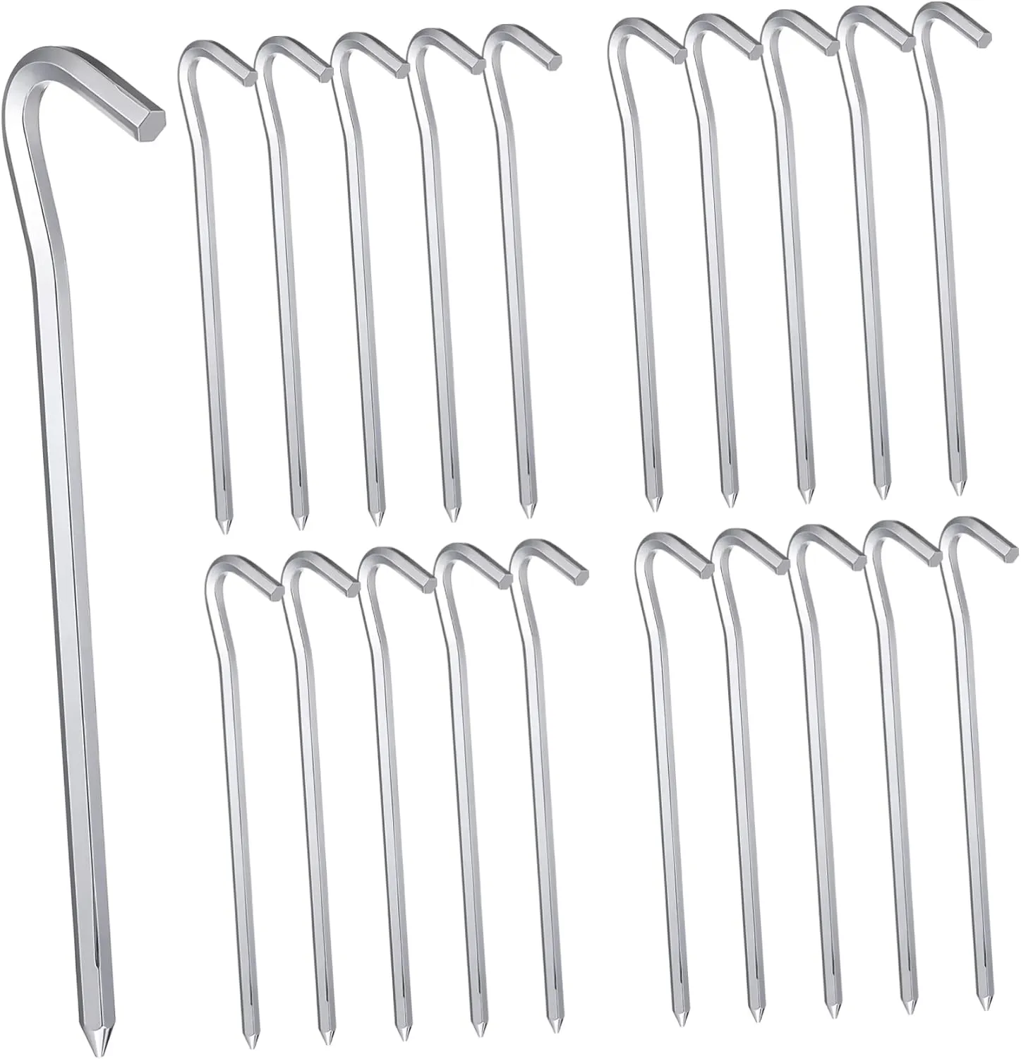 Kisangel 20 Pcs Heavy Duty Aluminum Tent Stakes Pegs for Camping Garden and Outdoor Use Durable Resistant Hooks and Pegs for Secure Ground Anchoring