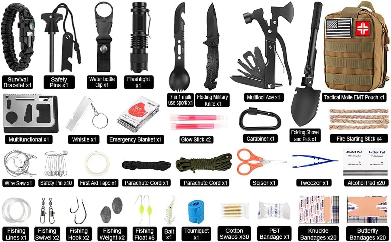 Kit and Gear 142Pcs Husband Pouch, Thanksgiving sale Kit, for and Men Likes Professional First Camping Dad Survival Survival Adventure… Equipment Molle Who Outdoor Custom design with Aid