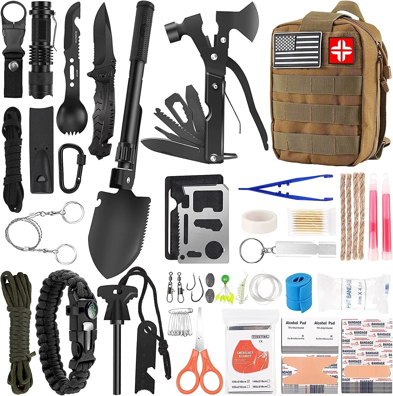 Kit and Gear 142Pcs Husband Pouch, Thanksgiving sale Kit, for and Men Likes Professional First Camping Dad Survival Survival Adventure… Equipment Molle Who Outdoor Custom design with Aid