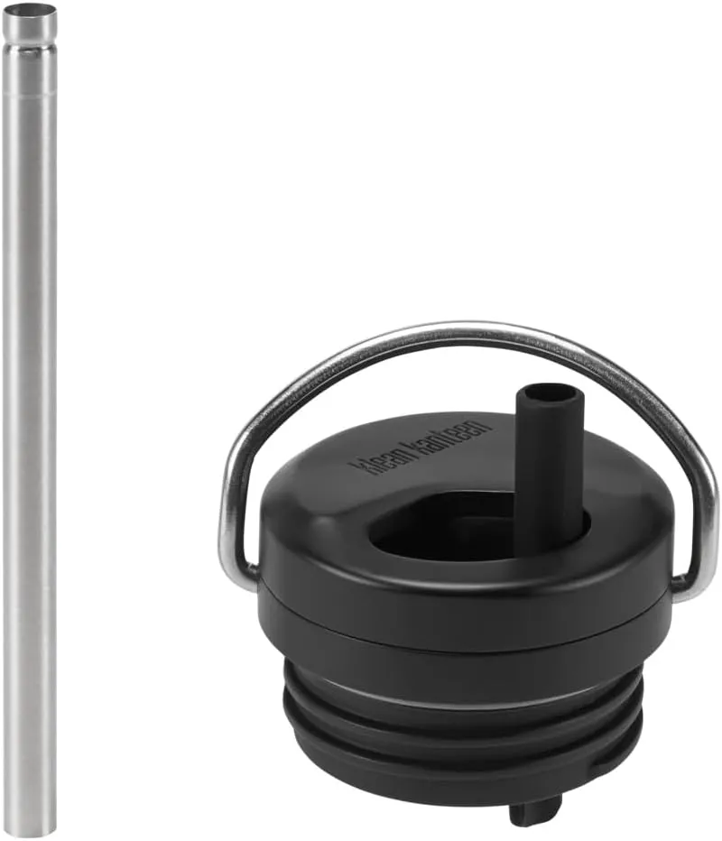 Klean Kanteen TKWide Insulated Water Bottle with Twist Cap - Reusable Travel Water Bottle with Stainless Steel Straw - Perfect for Sports & the Office - Rainbow Flow - Matte Black, 20 oz