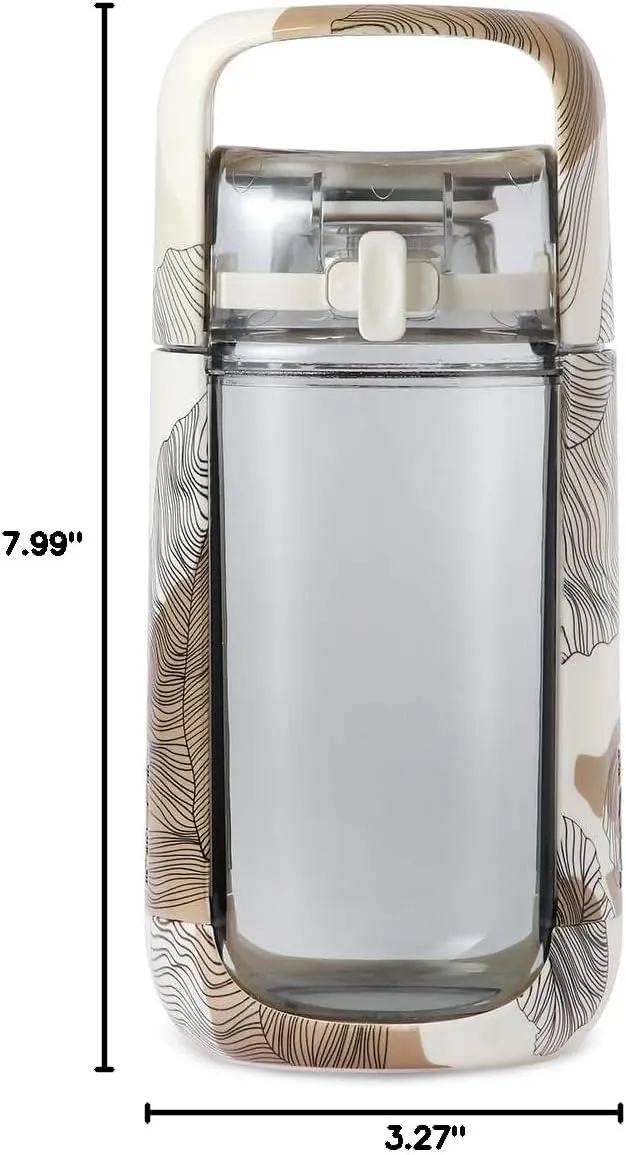KOR One Planet 13.5oz Tritan Water Bottle with Lid Safety Lock, One Click Open Cap and Ergonomic Carry Handle - Features Unique Water-Dipped Designs Inspired by Nature