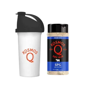 Kosmos Q SPG Seasoning - Savory Blend of Salt Pepper Garlic Seasoning & Kosmos Q Product Mixer (25 oz)