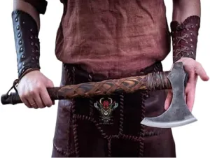 Krato 24 Inch Custom Handmade Viking Axe - Battle Axe Real, Battle Ax Hatchet Axe Camping Hunting Ragnar Axe Prop Gear Bushcraft Men Wood Handle Christmas Gift Viking Gifts For Him