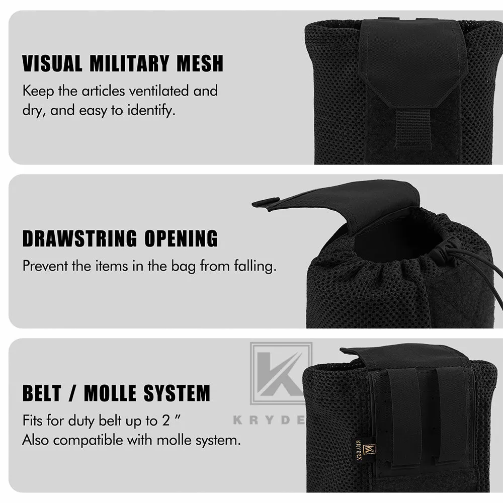 Krydex Tactical Mesh Dump Pouch MOLLE / Belt Drop Pouches Foldable Magazine Pouches Mag Tool Utility Mesh Pack Waistbag