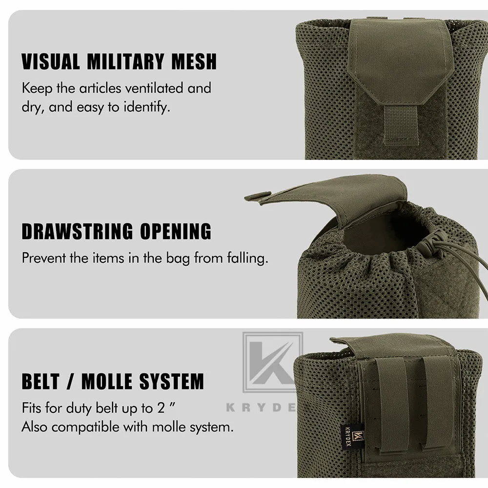 Krydex Tactical Mesh Dump Pouch MOLLE / Belt Drop Pouches Foldable Magazine Pouches Mag Tool Utility Mesh Pack Waistbag